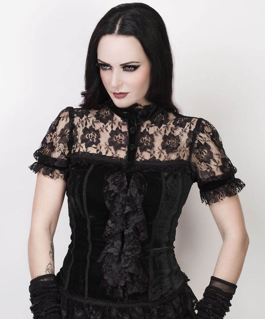 Agrippa Gothic Top in Black Velvet