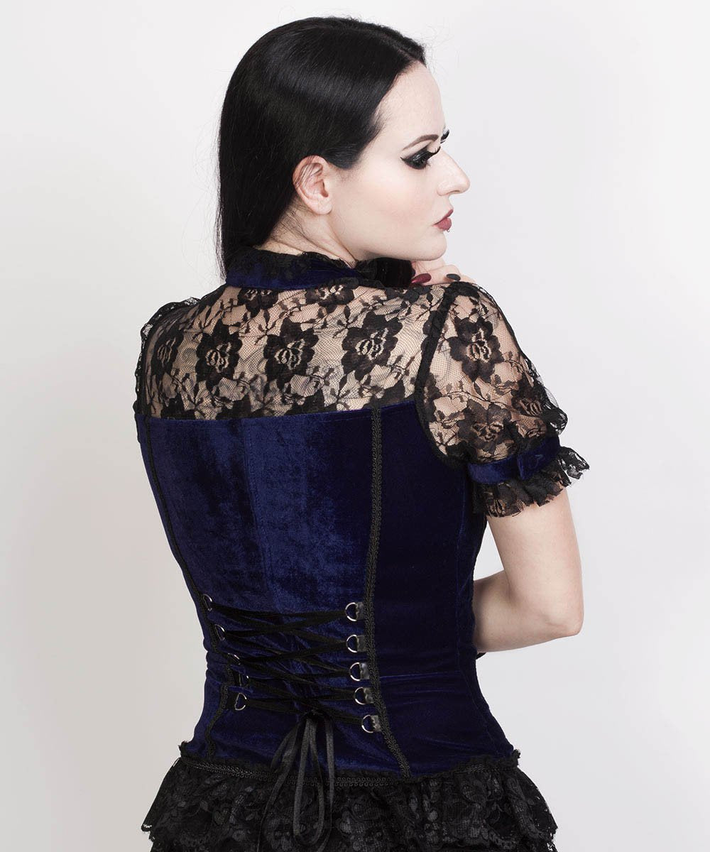 Candace Gothic Top in Blue Velvet