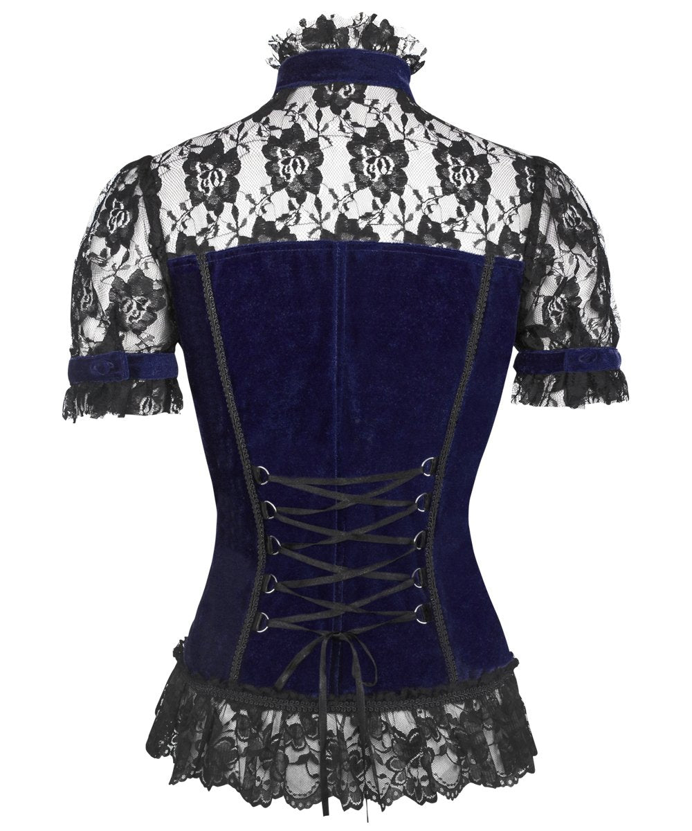 Candace Gothic Top in Blue Velvet