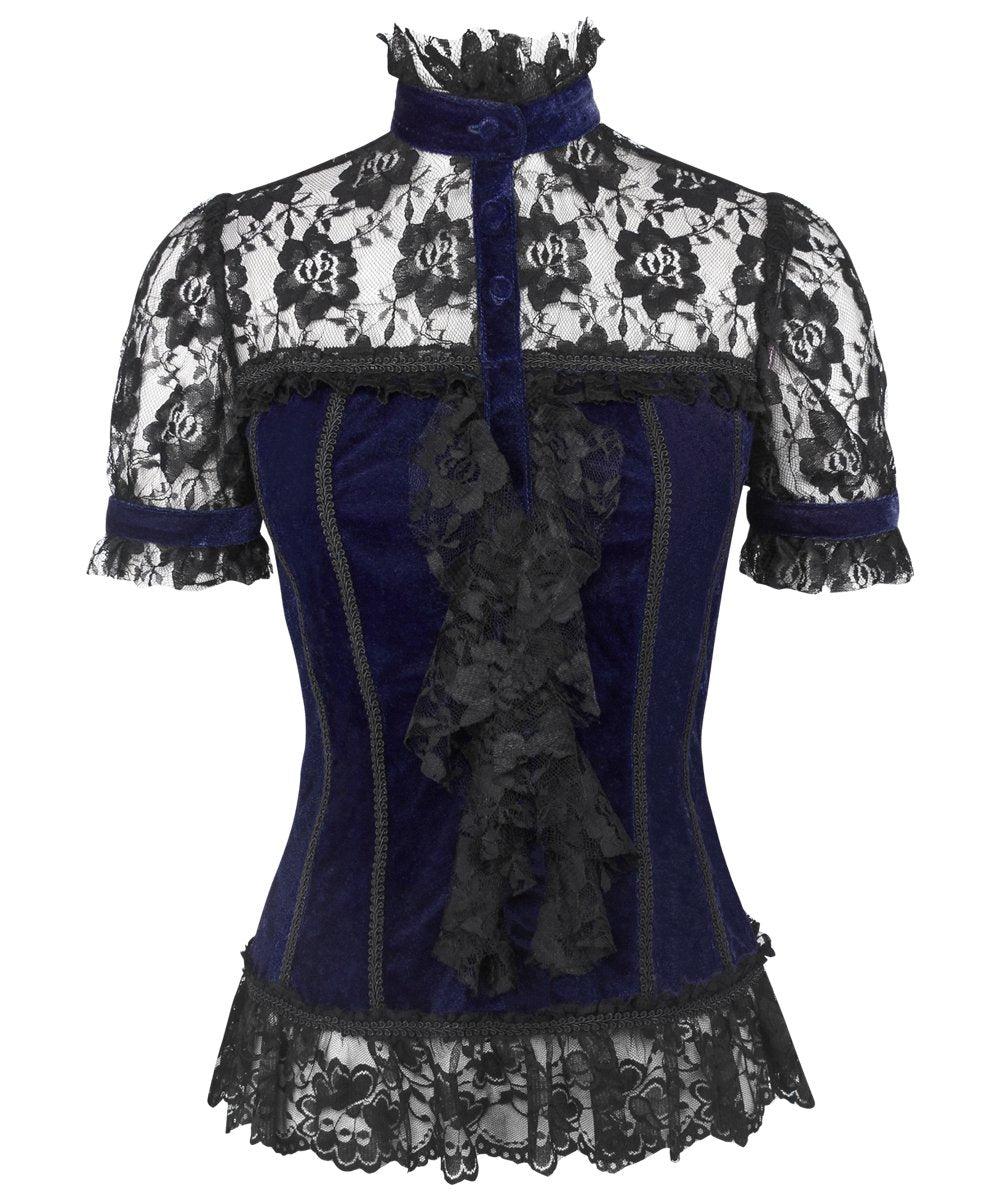 Candace Gothic Top in Blue Velvet