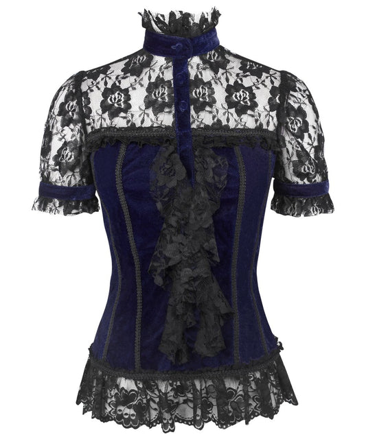 Candace Gothic Top in Blue Velvet