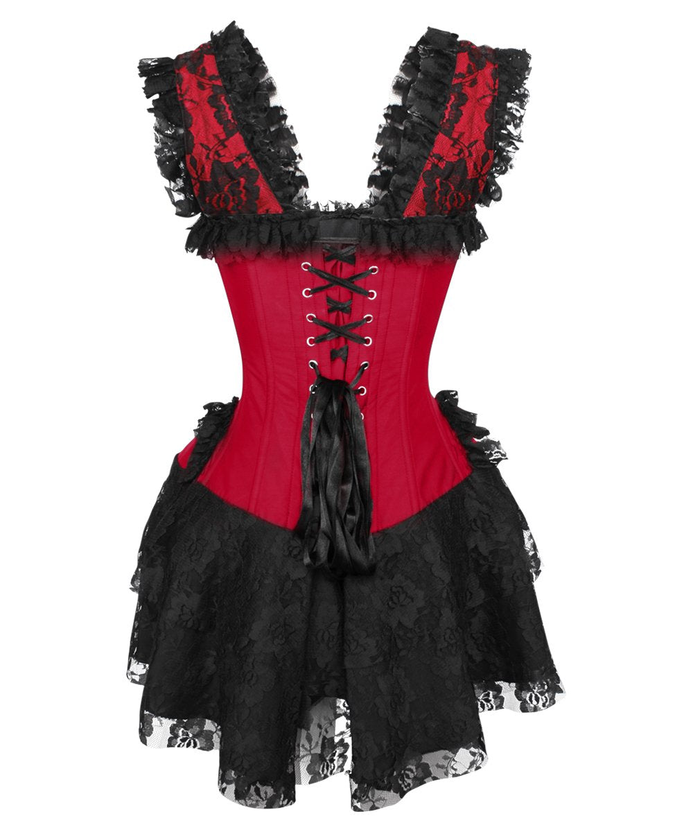 Ruchel Red Halter Burlesque Corset Dress