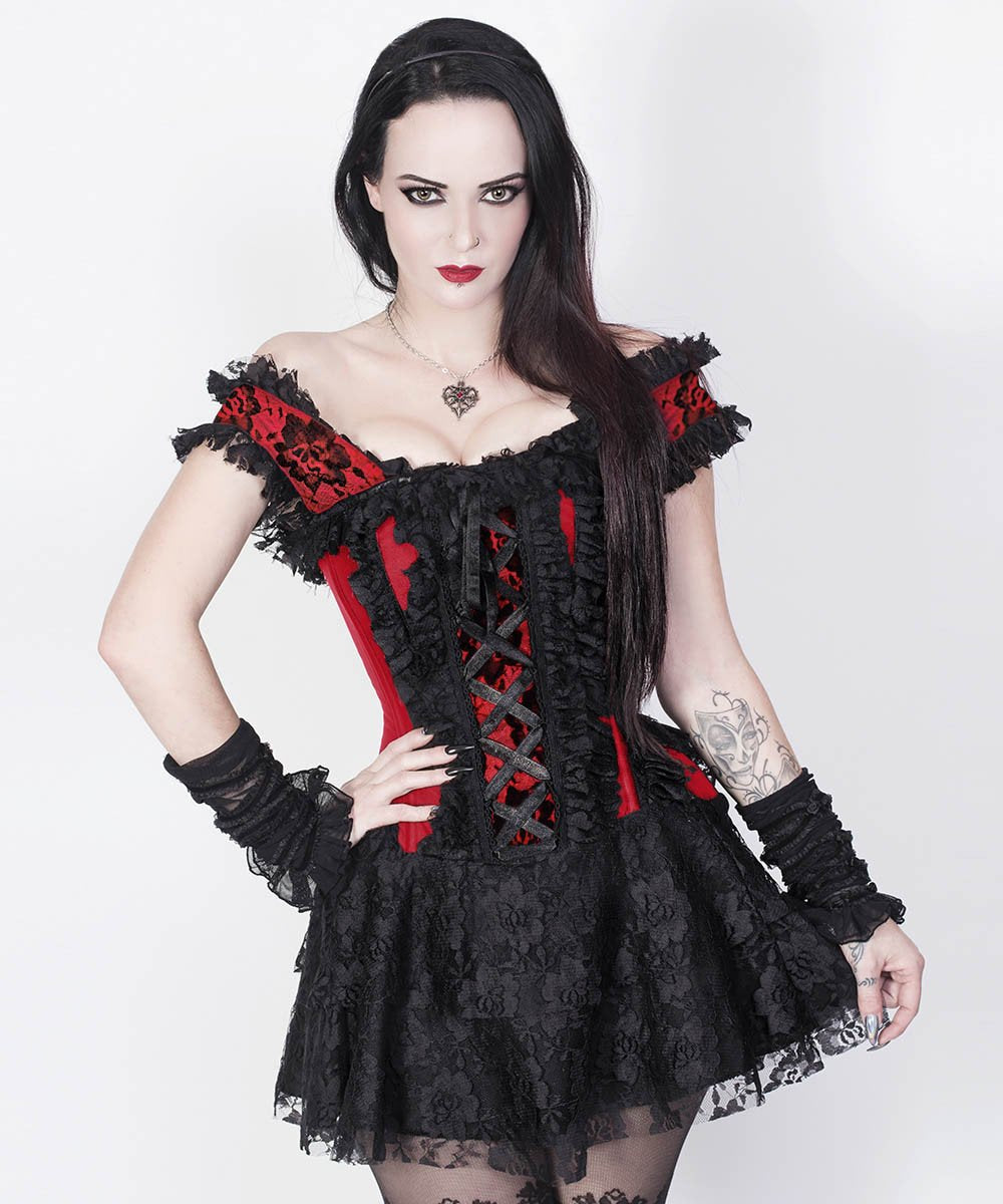 Ruchel Red Halter Burlesque Corset Dress – brands4allcopy