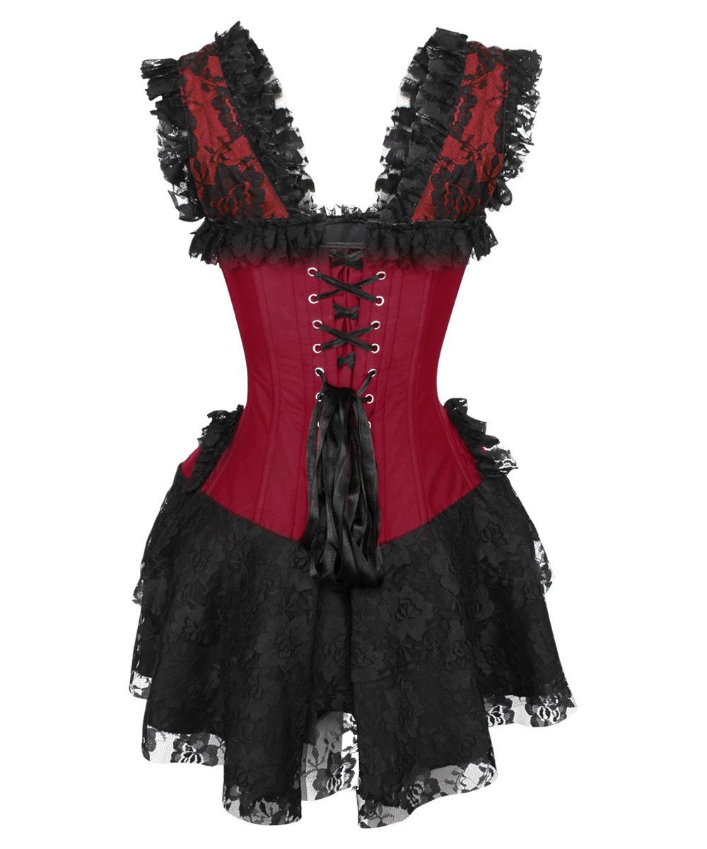 Agar Burgundy Halter Burlesque Corset Dress