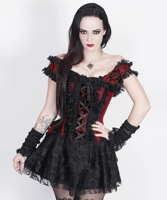 Agar Burgundy Halter Burlesque Corset Dress