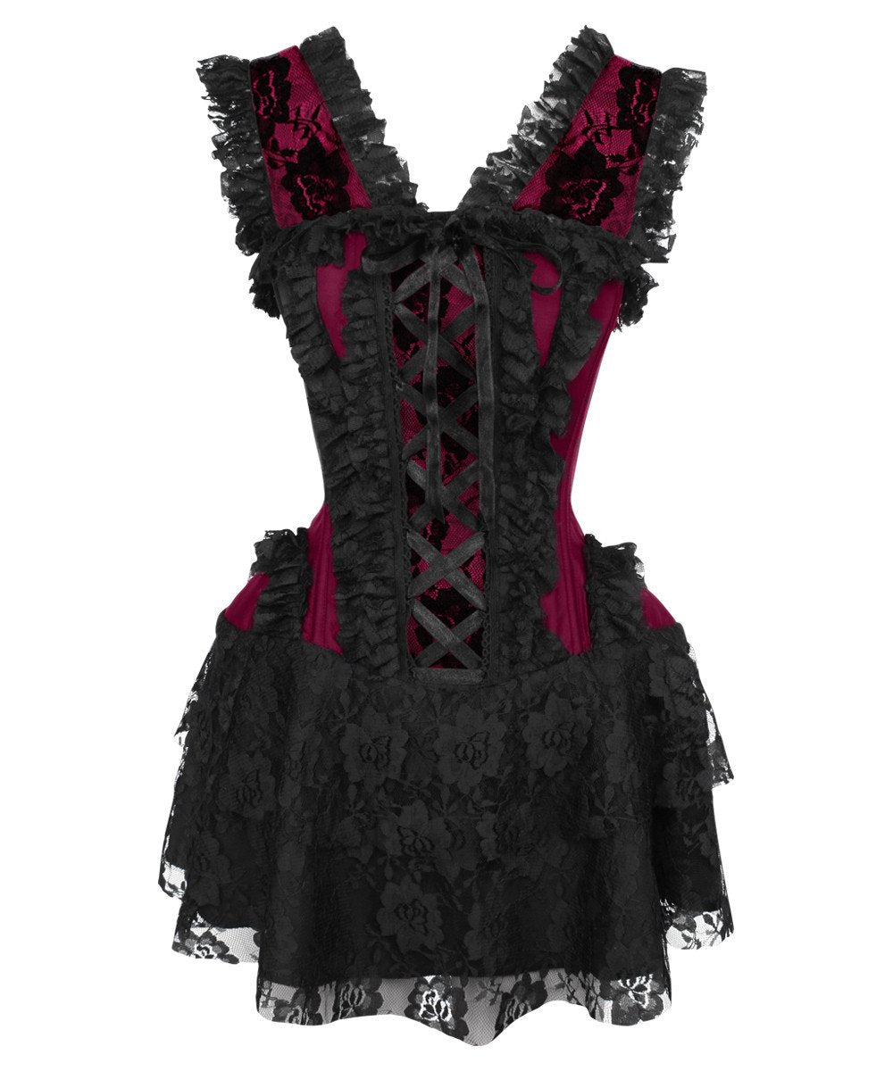 Ferdie Magenta Halter Burlesque Corset Dress