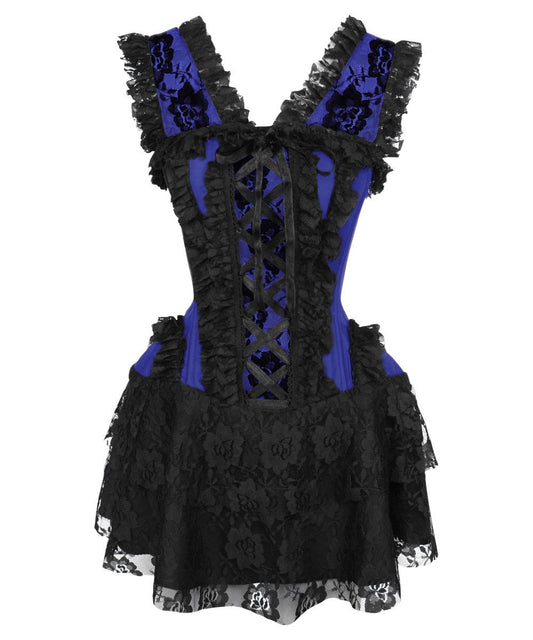 Reino Blue Halter Burlesque Corset Dress