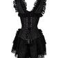 Renita Halter Burlesque Corset Dress in Black Brocade