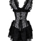 Chihiro Halter Burlesque Corset Dress in Silver Brocade