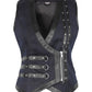Javiera Gothic Cotton & Faux Leather V Neck Waist Coat