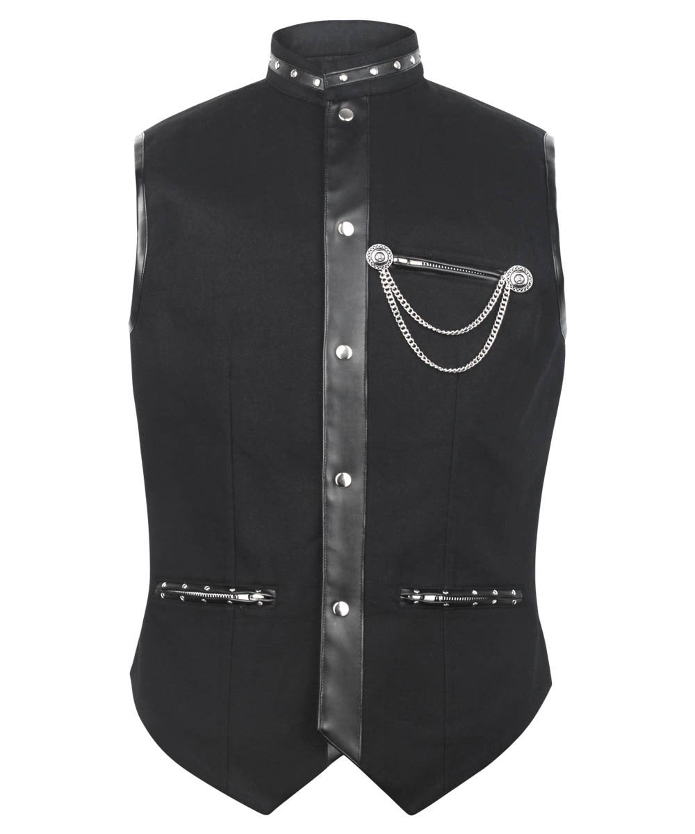 Ellayne Gothic Men's Waist Coat in Black Cotton