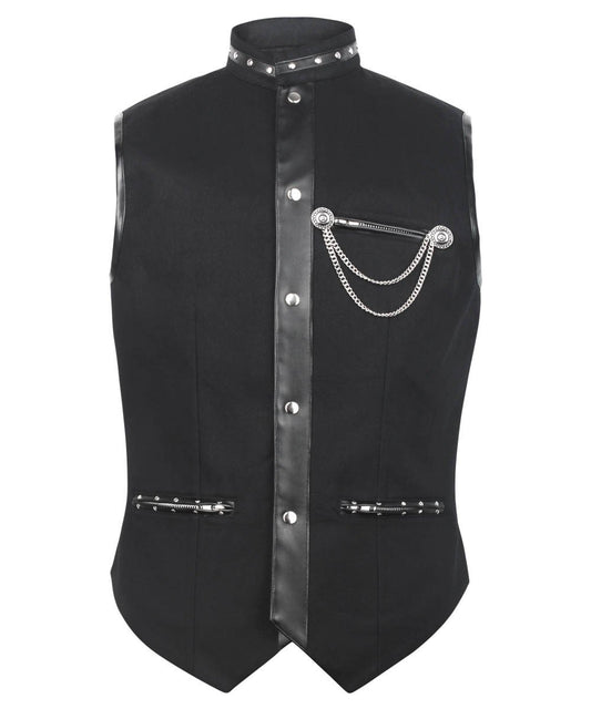 Ellayne Gothic Men's Waist Coat in Black Cotton