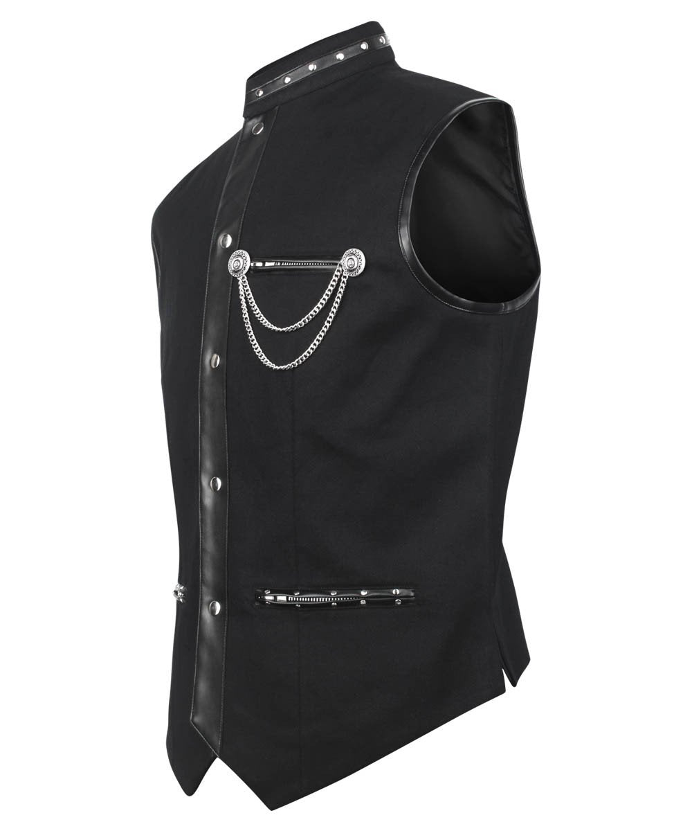 Ellayne Gothic Men's Waist Coat in Black Cotton