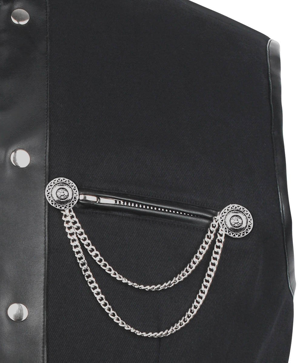 Ellayne Gothic Men's Waist Coat in Black Cotton