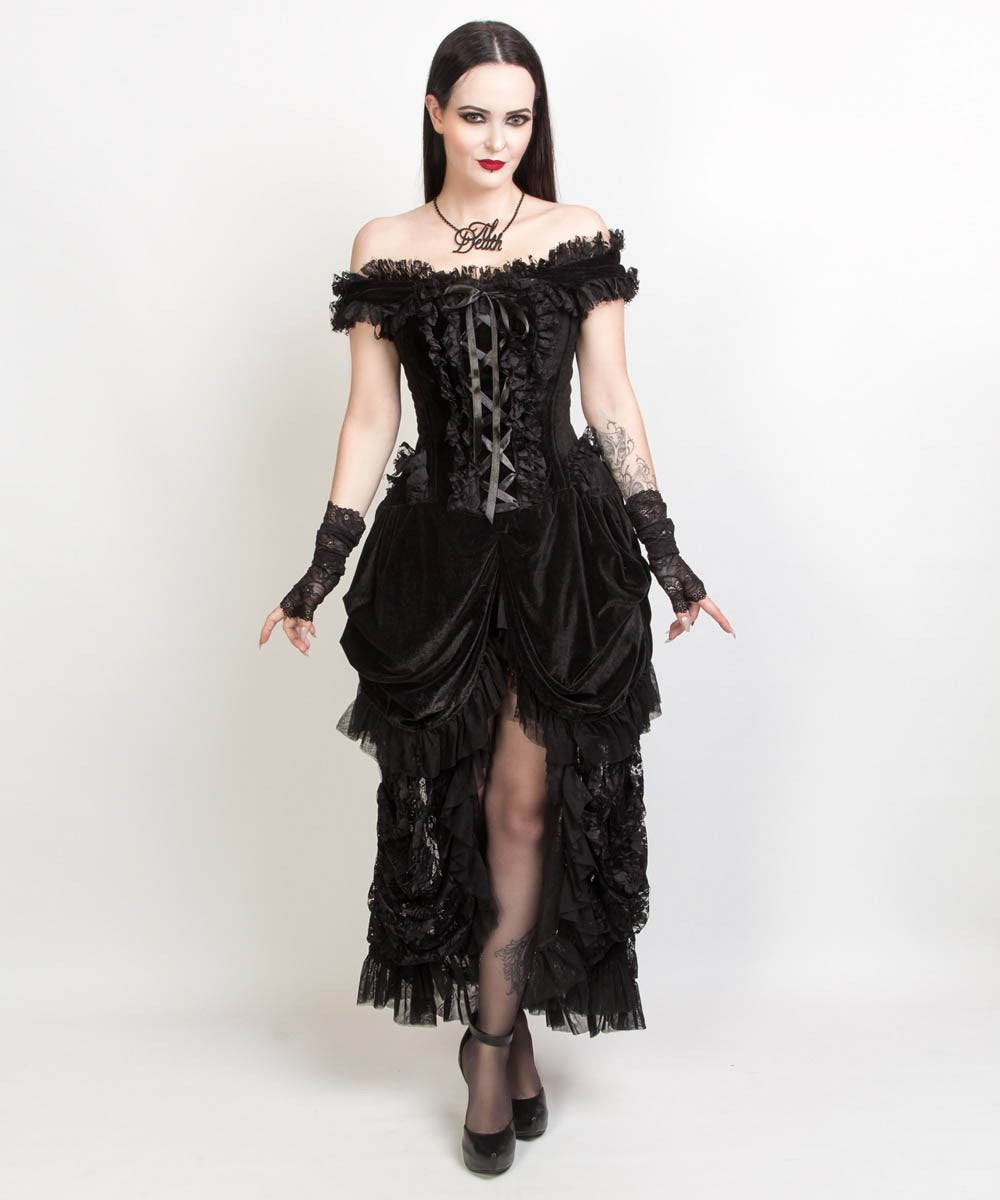 Nairi Burlesque Black Dress in Velvet