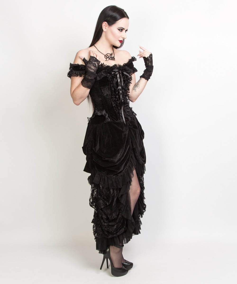 Nairi Burlesque Black Dress in Velvet