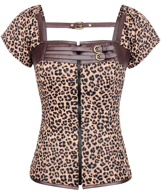 Nairi Leopard Print Cotton Top