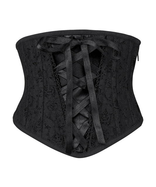 Ellecia Underbust Black Corset with Lace Overlay