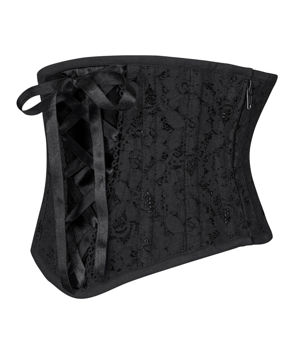Ellecia Underbust Black Corset with Lace Overlay
