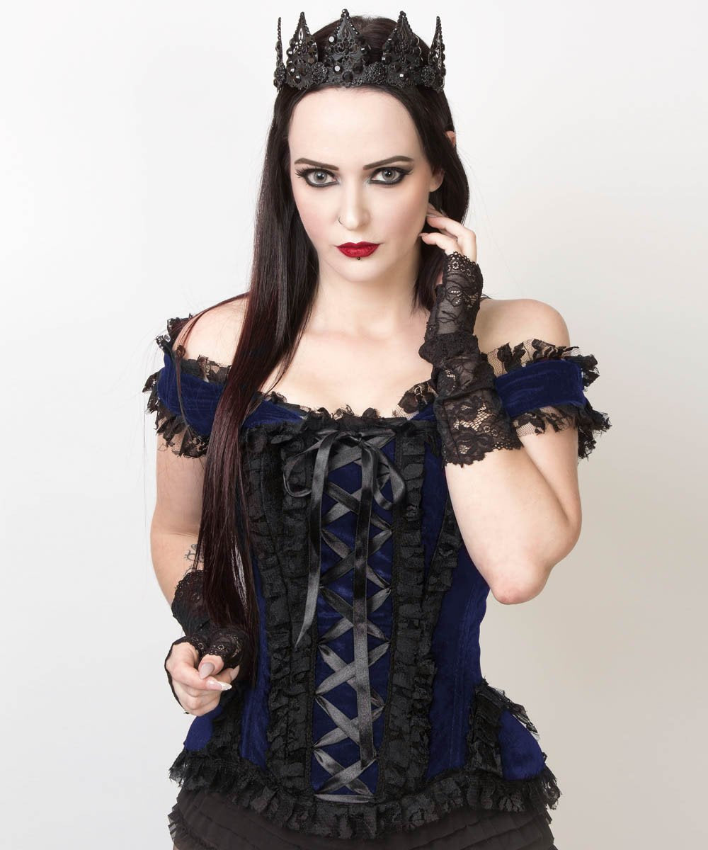 Nanetta Blue Velvet Burlesque Corset