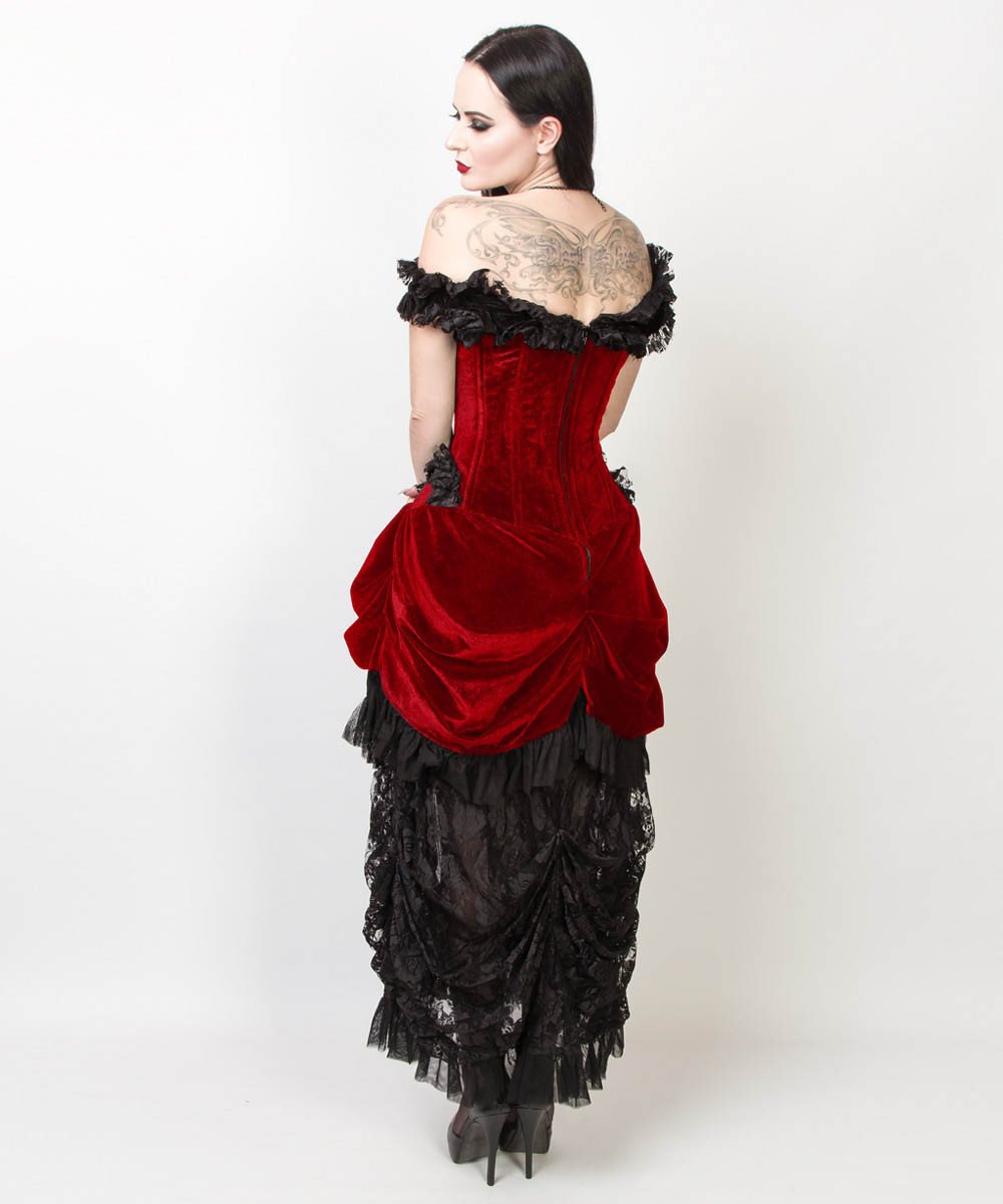 Blenda Velvet Burlesque Maroon Dress