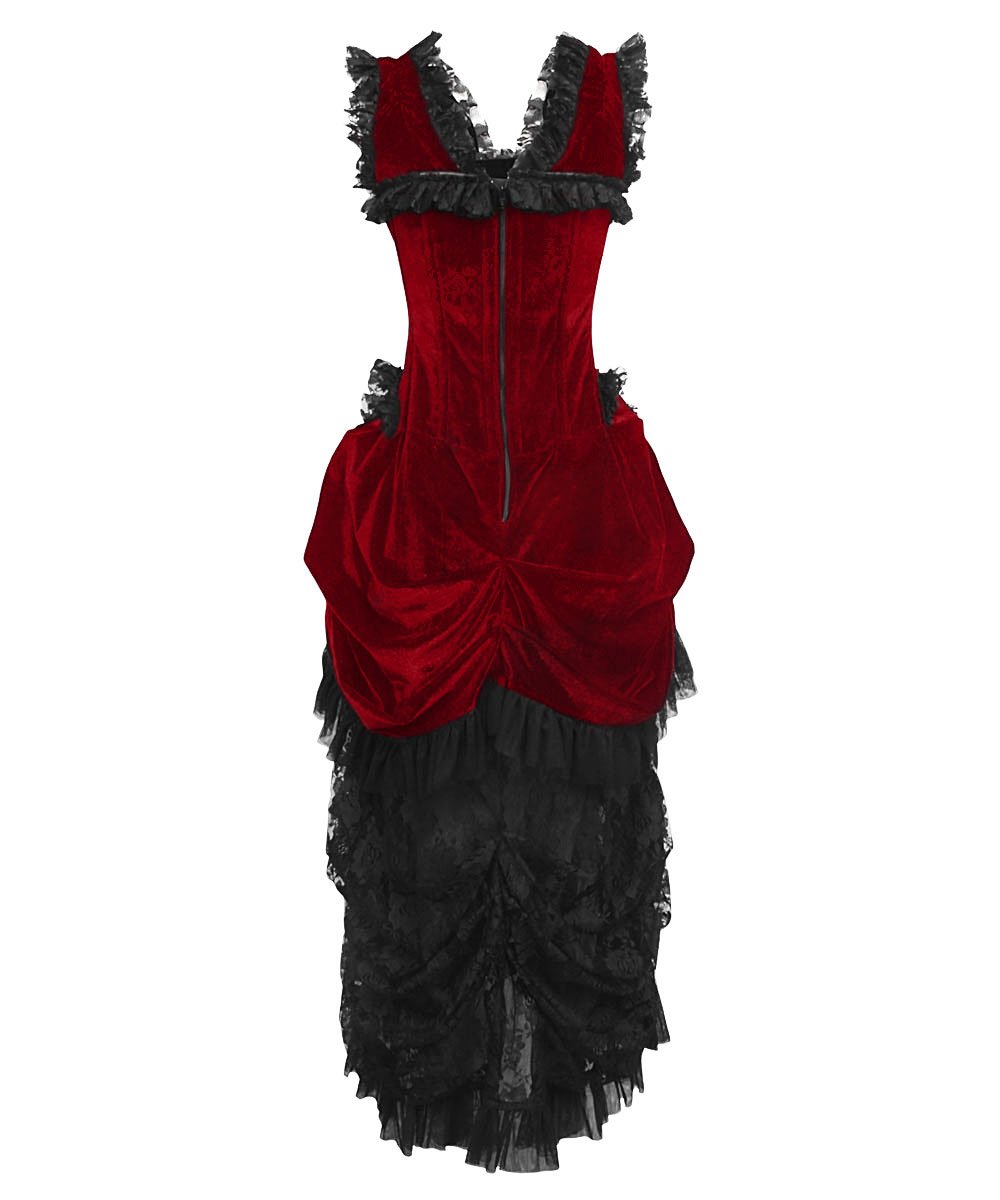 Blenda Velvet Burlesque Maroon Dress