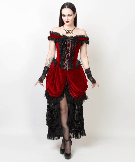Blenda Velvet Burlesque Maroon Dress