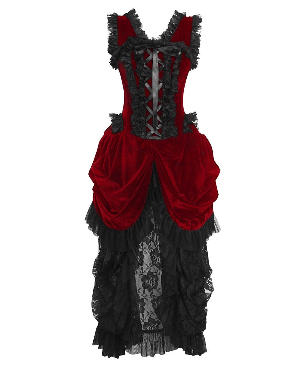 Blenda Velvet Burlesque Maroon Dress