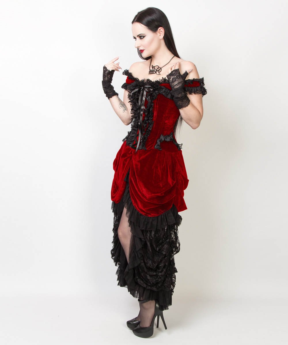 Blenda Velvet Burlesque Maroon Dress