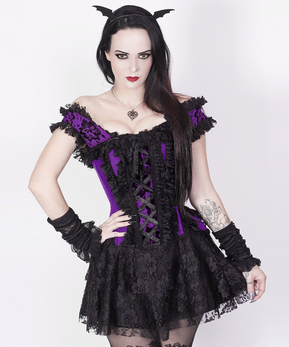 Dahna Purple Halter Burlesque Corset Dress