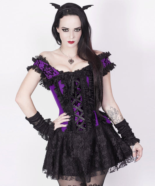 Dahna Purple Halter Burlesque Corset Dress