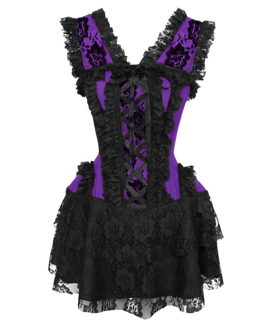Dahna Purple Halter Burlesque Corset Dress