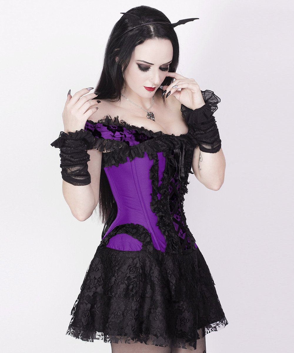 Dahna Purple Halter Burlesque Corset Dress