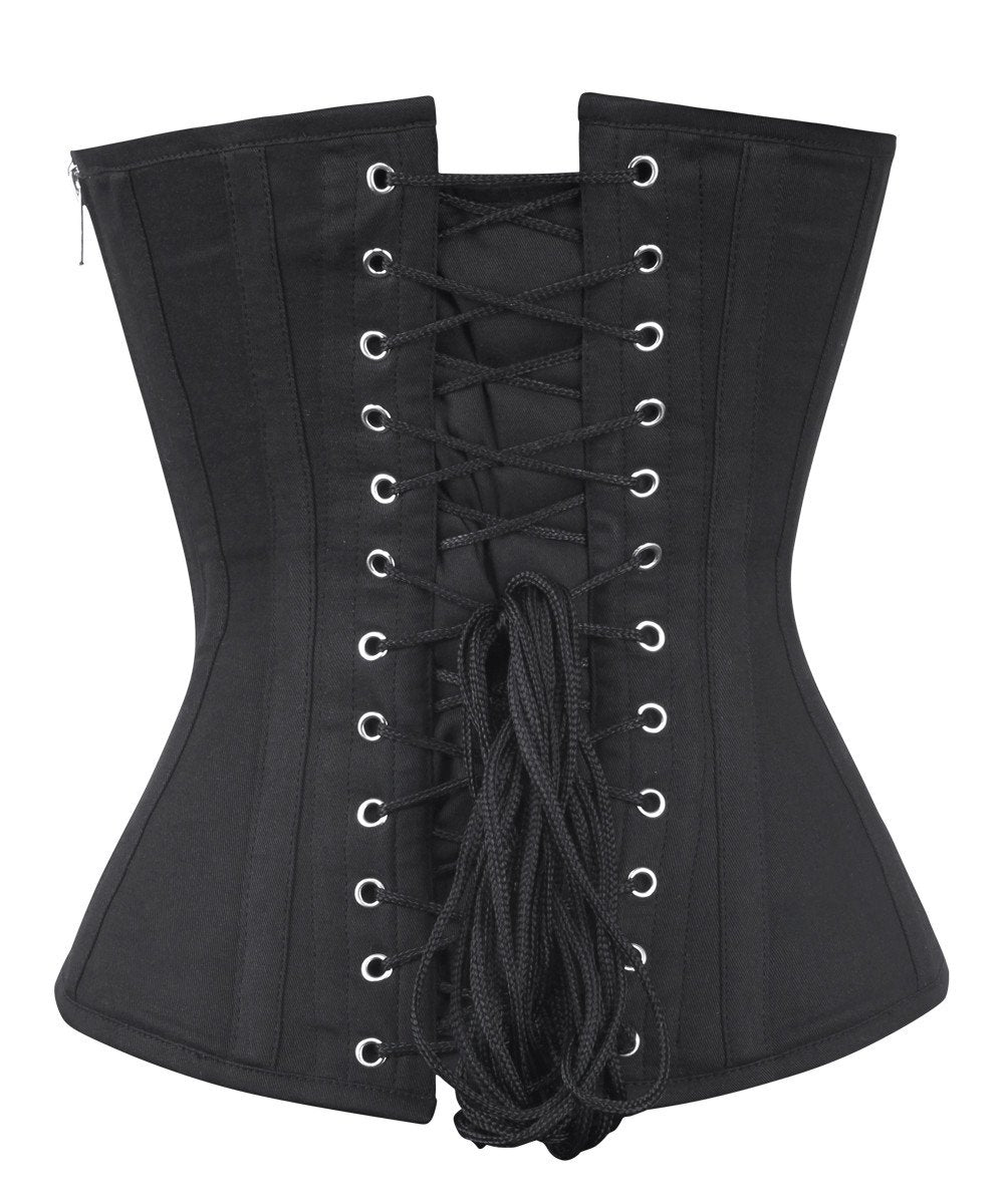 Jaynie Gothic Black Cotton Overbust Corset