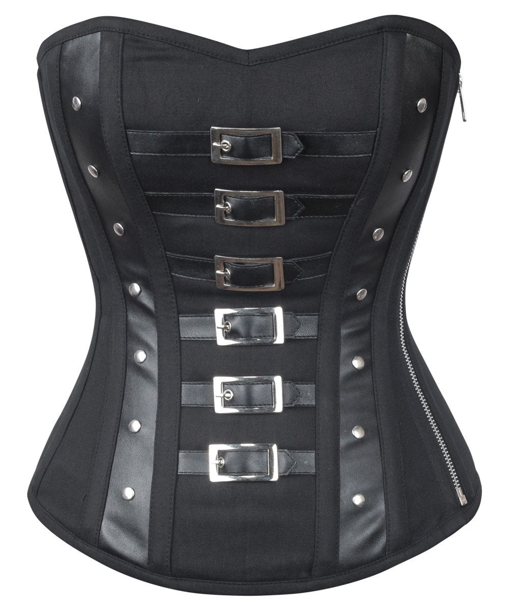Jaynie Gothic Black Cotton Overbust Corset
