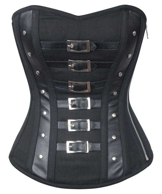 Jaynie Gothic Black Cotton Overbust Corset