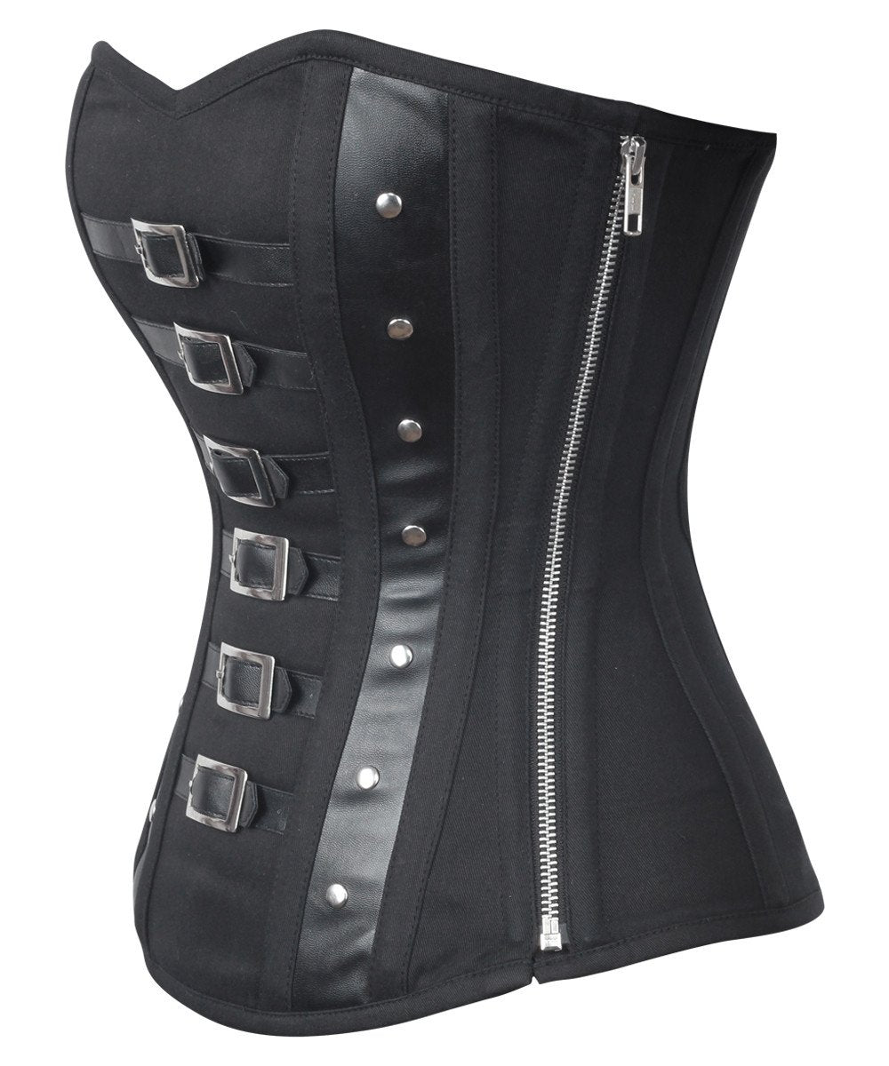 Jaynie Gothic Black Cotton Overbust Corset