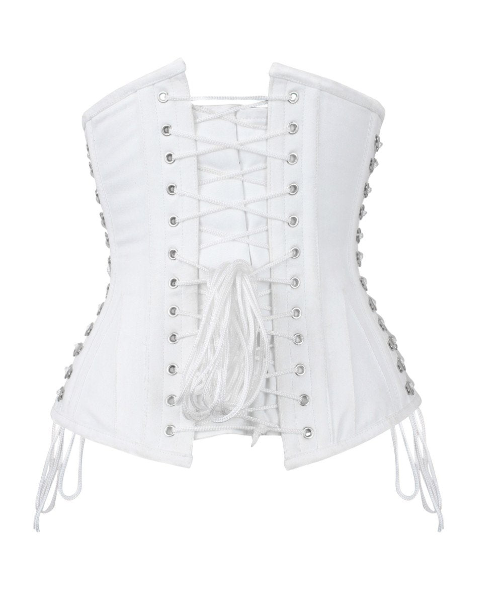 Briannah Gothic White Cotton Corset with Criss Cross Sides