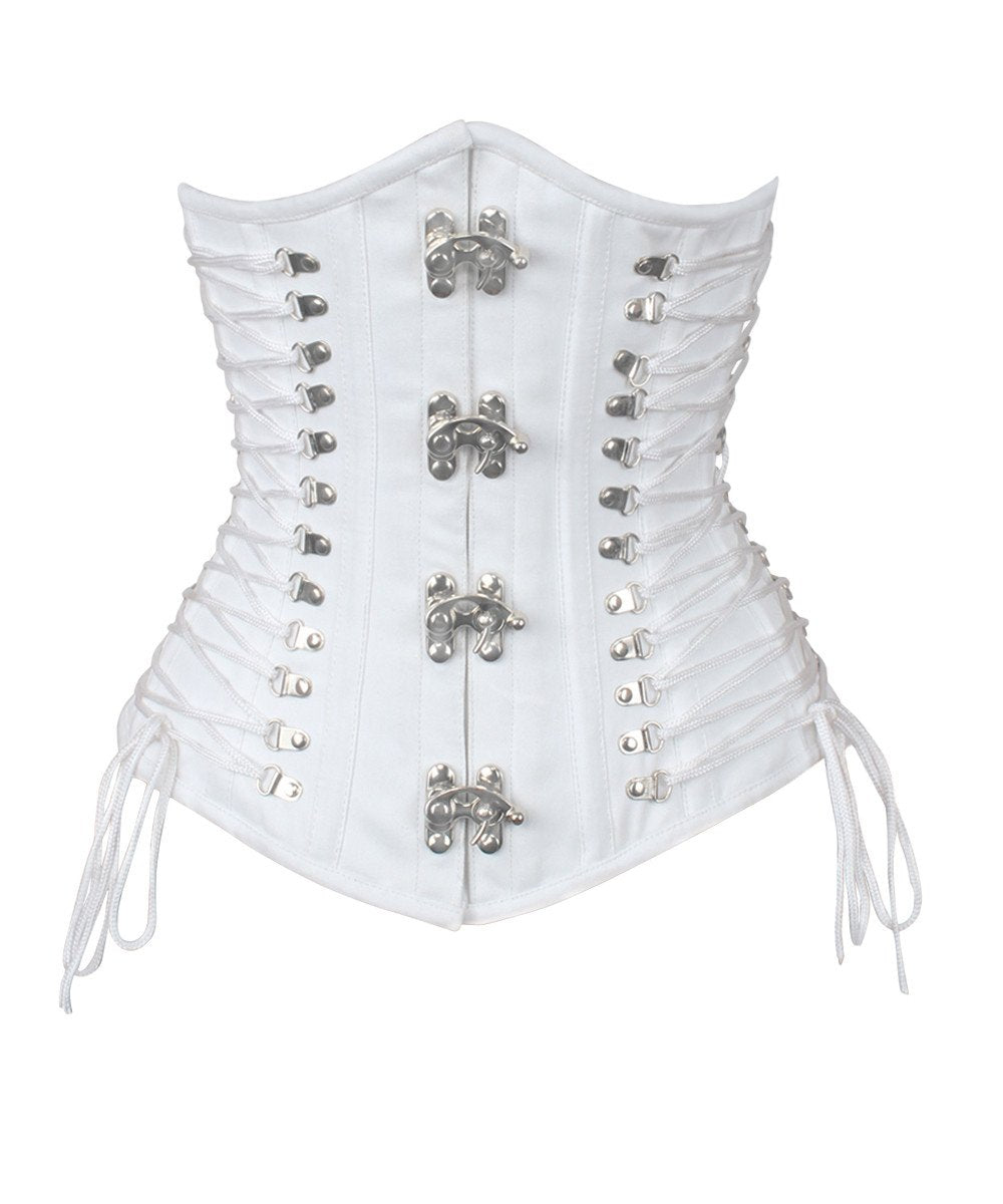 Briannah Gothic White Cotton Corset with Criss Cross Sides