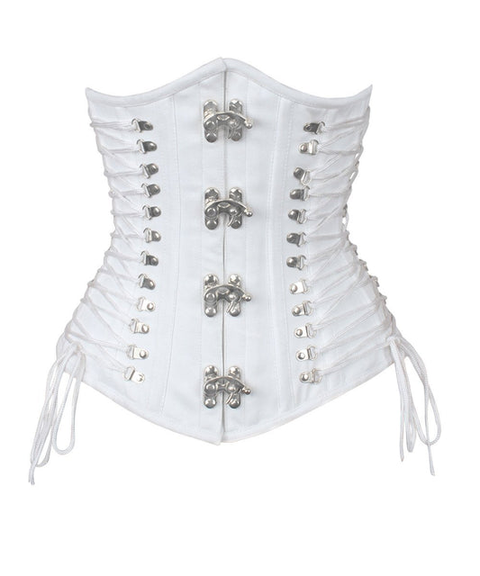 Briannah Gothic White Cotton Corset with Criss Cross Sides