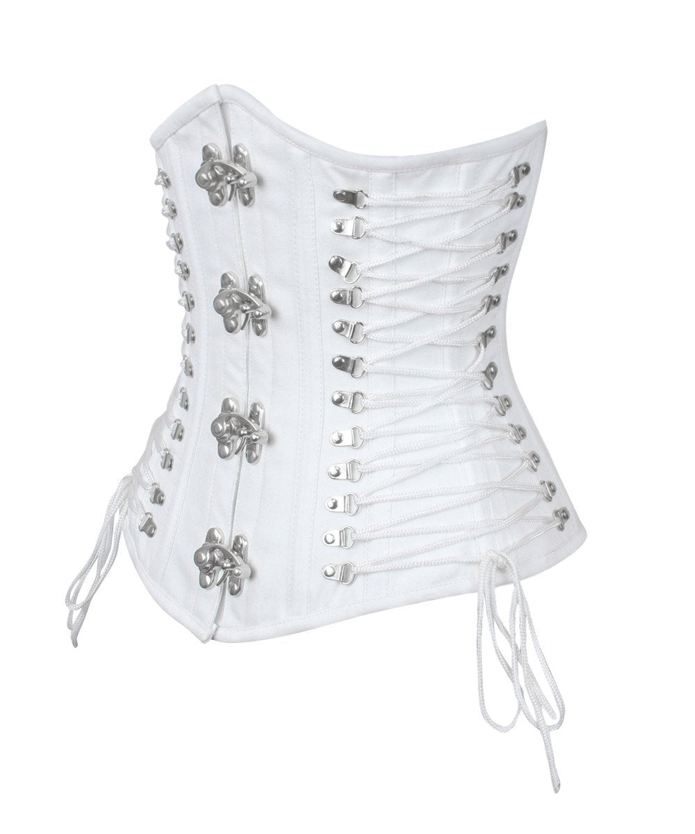 Briannah Gothic White Cotton Corset with Criss Cross Sides