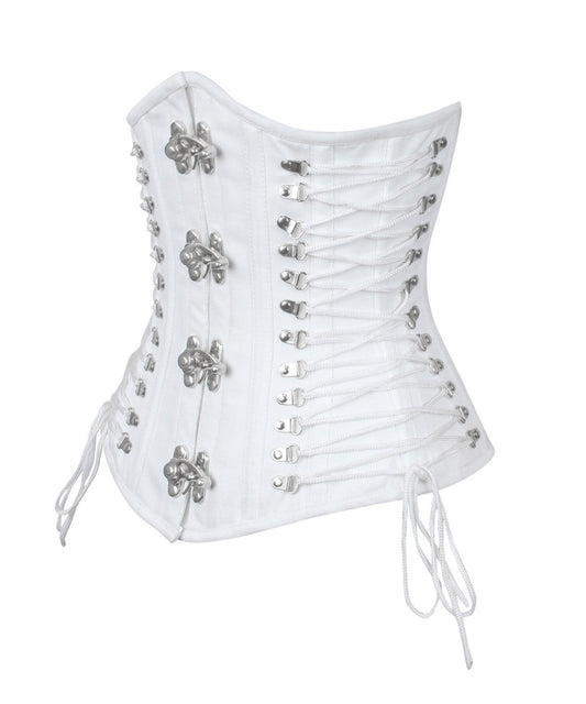 Briannah Gothic White Cotton Corset with Criss Cross Sides