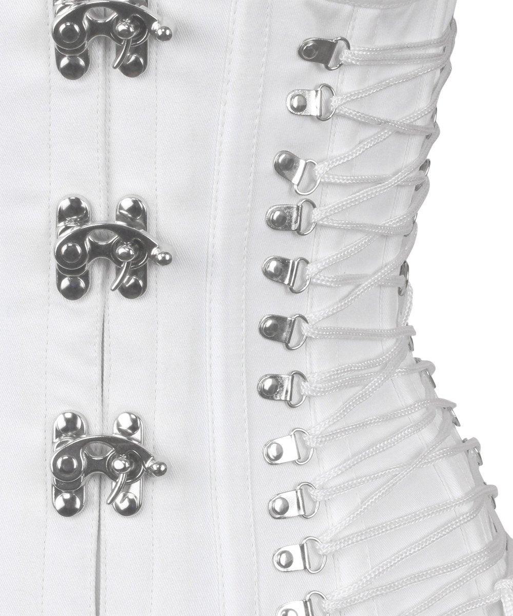 Briannah Gothic White Cotton Corset with Criss Cross Sides