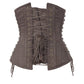 Nanetta Steampunk Brown Cotton Corset with Criss Cross Sides