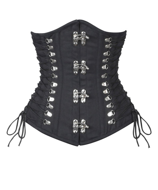 Ailidh Black Gothic Cotton Corset with Criss Cross Sides