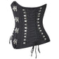 Ailidh Black Gothic Cotton Corset with Criss Cross Sides