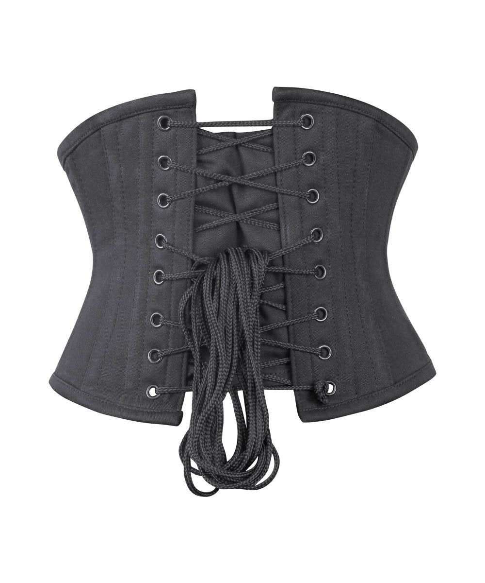 Underbust Black Waist Shaper Corset in 100% Cotton