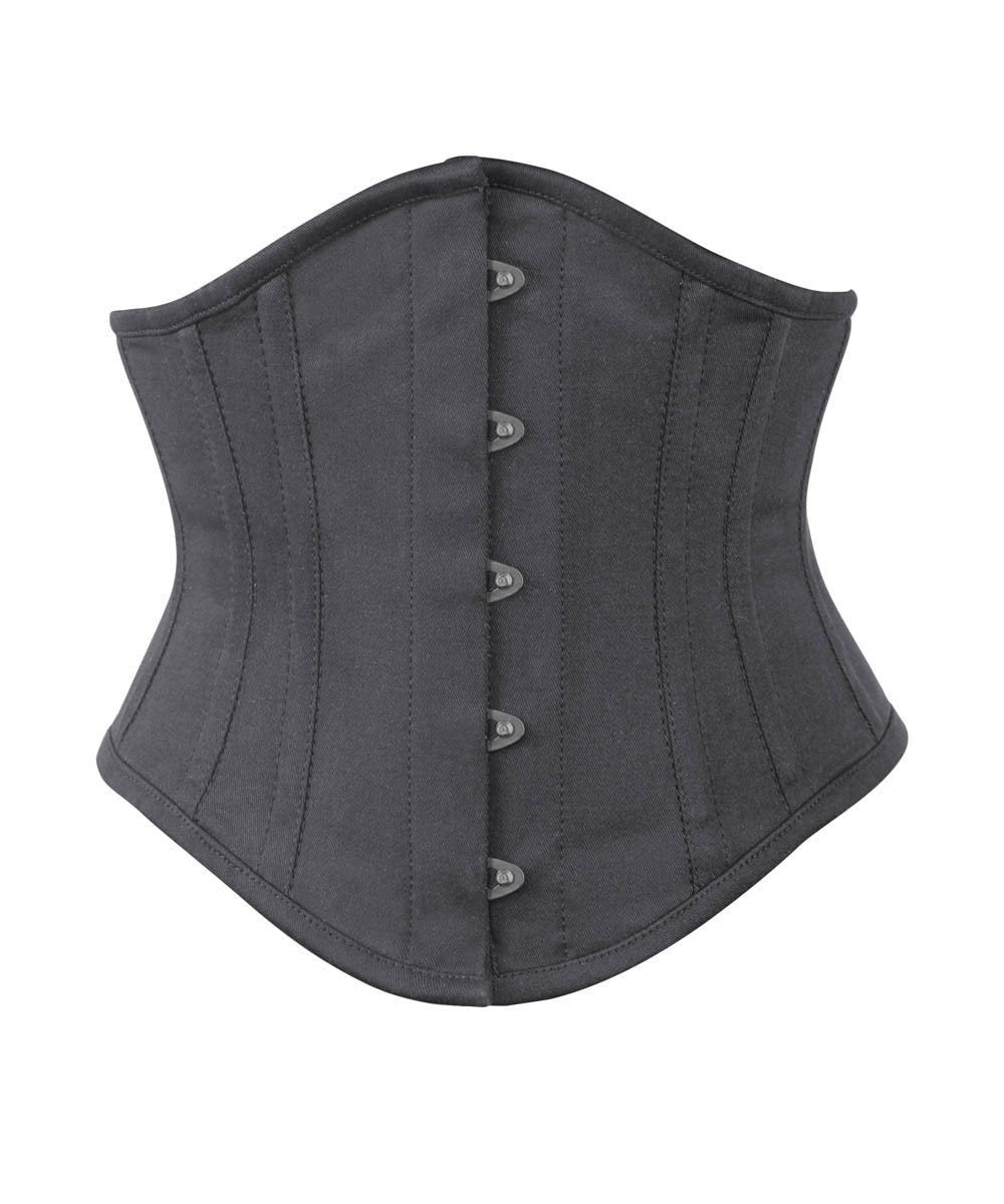 Underbust Black Waist Shaper Corset in 100% Cotton