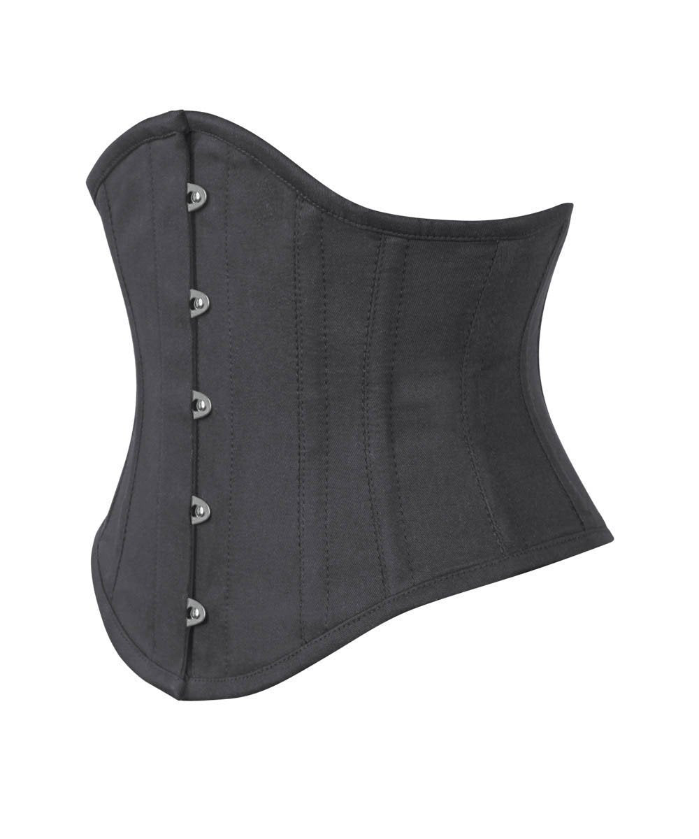 Underbust Black Waist Shaper Corset in 100% Cotton