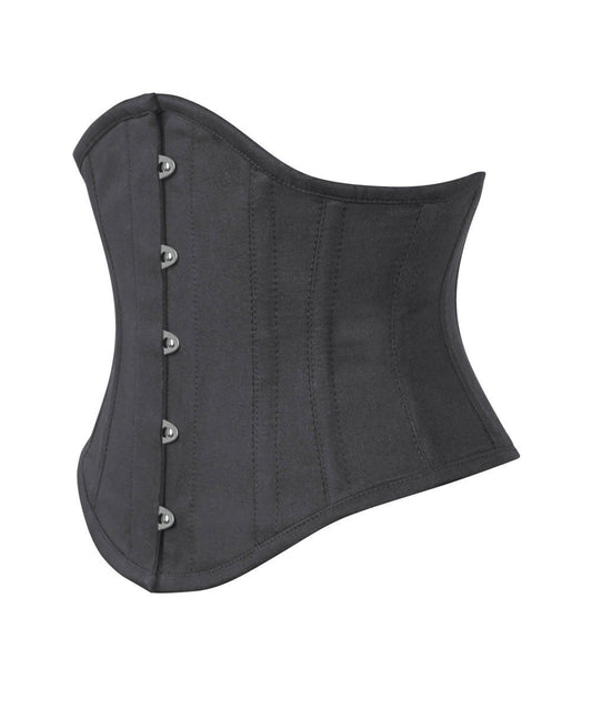 Underbust Black Waist Shaper Corset in 100% Cotton